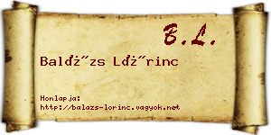 Balázs Lőrinc névjegykártya